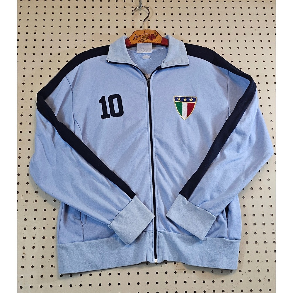 Ocean Italia Track Jacket Mens XL Light Blue Navy Full Zip Italy Soccer 10